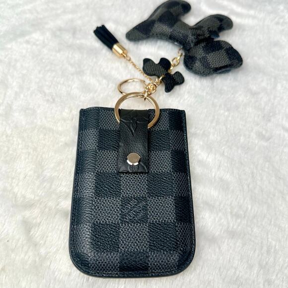 Louis Vuitton Damier Graphite black Card case keychain converted CUSTOM - Picture 3 of 16